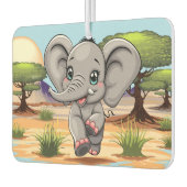 Elephant Baby Jumping Happy in African Savannah Autolufterfrischer (Links)