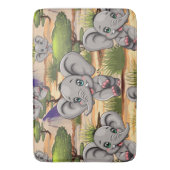 Elephant Baby Jumping Happy in African Savannah Badematte (Vorderseite Vertikal)