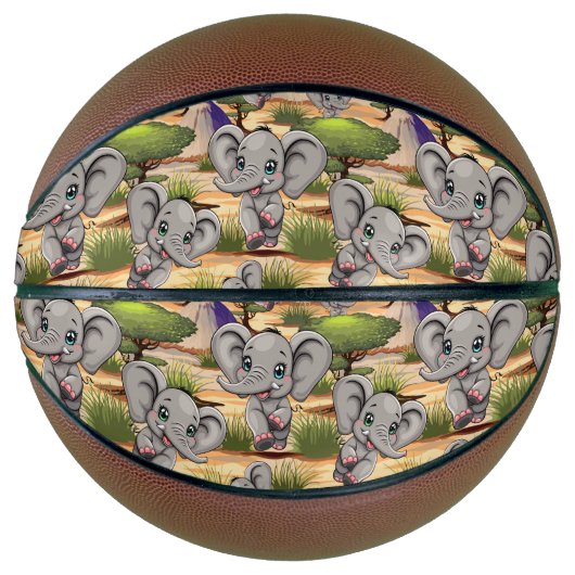 Elephant Baby Jumping Happy in African Savannah Basketball (Vorderseite)