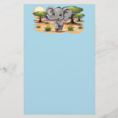 Elephant Baby Jumping Happy in African Savannah Briefpapier (Vorderseite)