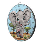 Elephant Baby Jumping Happy in African Savannah Dartscheibe (Vorderseite rechts)