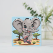 Elephant Baby Jumping Happy in African Savannah Einladung (Stehend Vorderseite)