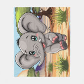 Elephant Baby Jumping Happy in African Savannah Fleecedecke (Vorderseite)