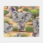 Elephant Baby Jumping Happy in African Savannah Fleecedecke (Vorderseite (Horizontal))