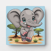 Elephant Baby Jumping Happy in African Savannah Fotoplatte (Vorderseite)