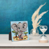 Elephant Baby Jumping Happy in African Savannah Fotoplatte (InSitu)