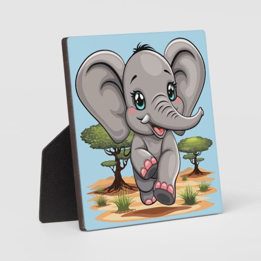 Elephant Baby Jumping Happy in African Savannah Fotoplatte (Vorderseite)