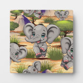 Elephant Baby Jumping Happy in African Savannah Fotoplatte (Vorderseite)