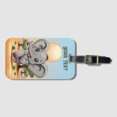 Elephant Baby Jumping Happy in African Savannah Gepäckanhänger (Vorderseite (Horizontal))