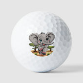 Elephant Baby Jumping Happy in African Savannah Golfball (Vorderseite)