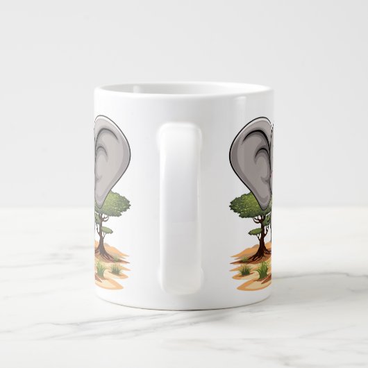 Elephant Baby Jumping Happy in African Savannah Jumbo-Tasse (Rückseite)