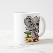 Elephant Baby Jumping Happy in African Savannah Jumbo-Tasse (Vorderseite Rechts)