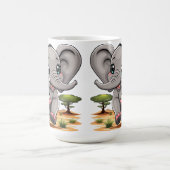 Elephant Baby Jumping Happy in African Savannah Kaffeetasse (Mittel)
