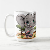 Elephant Baby Jumping Happy in African Savannah Kaffeetasse (Links)