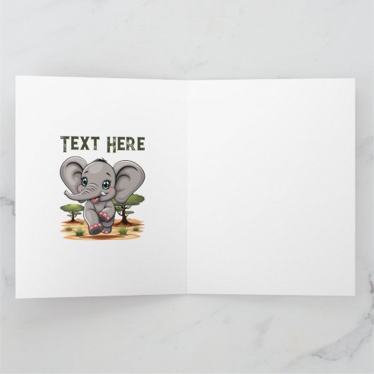 Elephant Baby Jumping Happy in African Savannah Karte (Innenseite)