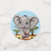 Elephant Baby Jumping Happy in African Savannah Konfetti (Klein Vorderseite)