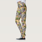 Elephant Baby Jumping Happy in African Savannah Leggings (Links)