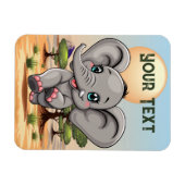 Elephant Baby Jumping Happy in African Savannah Magnet (Horizontal)