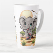 Elephant Baby Jumping Happy in African Savannah Milchtasse (Rechte Ecke)