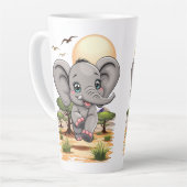 Elephant Baby Jumping Happy in African Savannah Milchtasse (Linke Ecke)