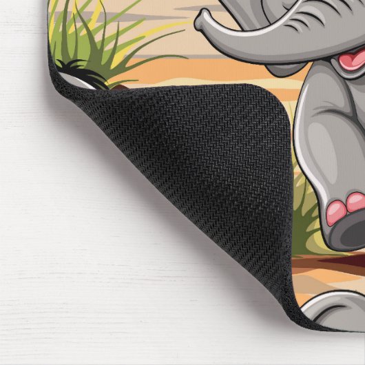 Elephant Baby Jumping Happy in African Savannah Mousepad (Ecke)