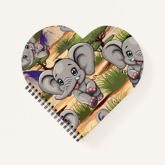 Elephant Baby Jumping Happy in African Savannah Notizblock (Vorderseite)