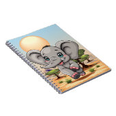 Elephant Baby Jumping Happy in African Savannah Notizblock (Rechte Seite)