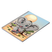 Elephant Baby Jumping Happy in African Savannah Notizblock (Linke Seite)