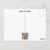 Elephant Baby Jumping Happy in African Savannah Postkarte (Rückseite)