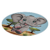 Elephant Baby Jumping Happy in African Savannah Schneidebrett (Ecke)