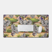Elephant Baby Jumping Happy in African Savannah Schreibtischunterlage (Tastatur & Maus)