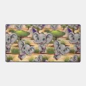 Elephant Baby Jumping Happy in African Savannah Schreibtischunterlage (Vorderseite)