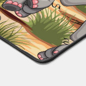 Elephant Baby Jumping Happy in African Savannah Schreibtischunterlage (Ecke)