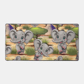 Elephant Baby Jumping Happy in African Savannah Schreibtischunterlage (Vorderseite)