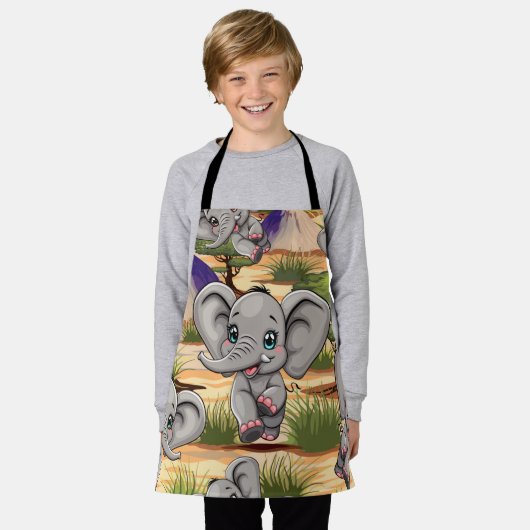 Elephant Baby Jumping Happy in African Savannah Schürze (Getragen)