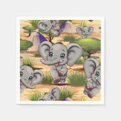 Elephant Baby Jumping Happy in African Savannah Serviette (Vorderseite)