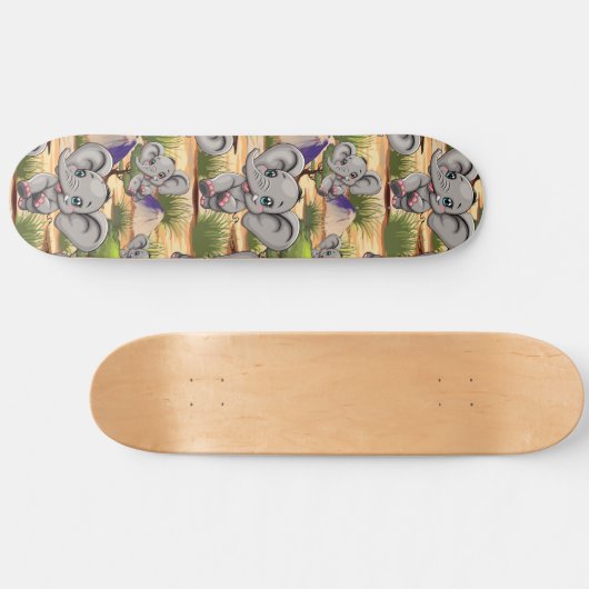 Elephant Baby Jumping Happy in African Savannah Skateboard (Horizontal)