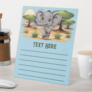 Elephant Baby Jumping Happy in African Savannah Sockelschild