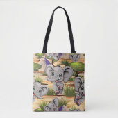 Elephant Baby Jumping Happy in African Savannah Tasche (Vorderseite)
