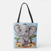 Elephant Baby Jumping Happy in African Savannah Tasche (Rückseite)