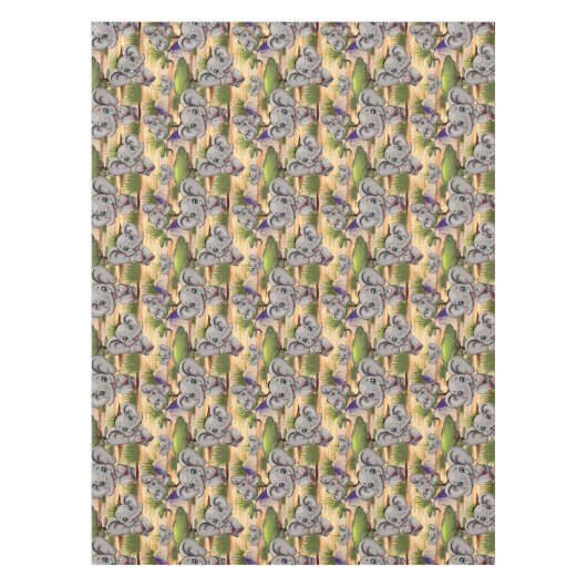 Elephant Baby Jumping Happy in African Savannah Tischdecke (Vorderseite)