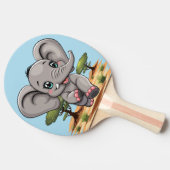 Elephant Baby Jumping Happy in African Savannah Tischtennis Schläger (Seitenansicht)