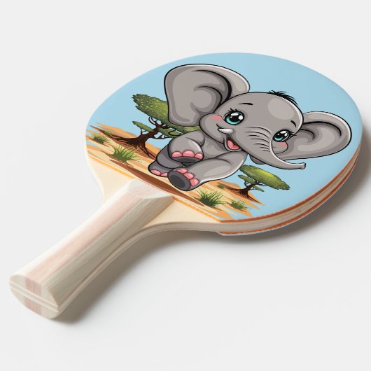 Elephant Baby Jumping Happy in African Savannah Tischtennis Schläger (Vorderseite)