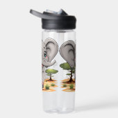 Elephant Baby Jumping Happy in African Savannah Trinkflasche (Rechts)