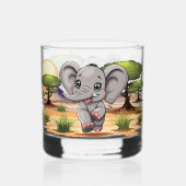 Elephant Baby Jumping Happy in African Savannah Whiskyglas (Vorderseite)