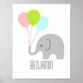 Elephant Baby Kinderzimmer Poster personalisiert (Vorne)
