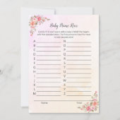 Elephant Baby Names Race Shower Game Card Einladung (Vorderseite)