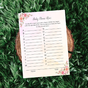 Elephant Baby Names Race Shower Game Card Einladung