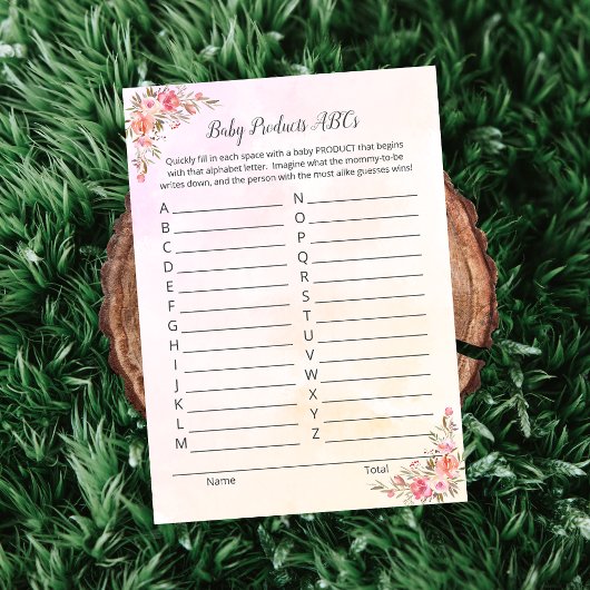 Elephant Baby Products ABCs Shower Game Card Einladung