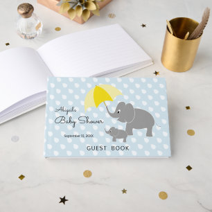 Elephant & Baby, Regenschirm, Blue Baby Dusche Gästebuch